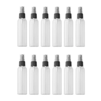 

12Pcs White PET Travel Spray Bottles 1.7Oz(50Ml) with Black Fine Misting Sprayers for Cleaning Gardening Kitchen Plants