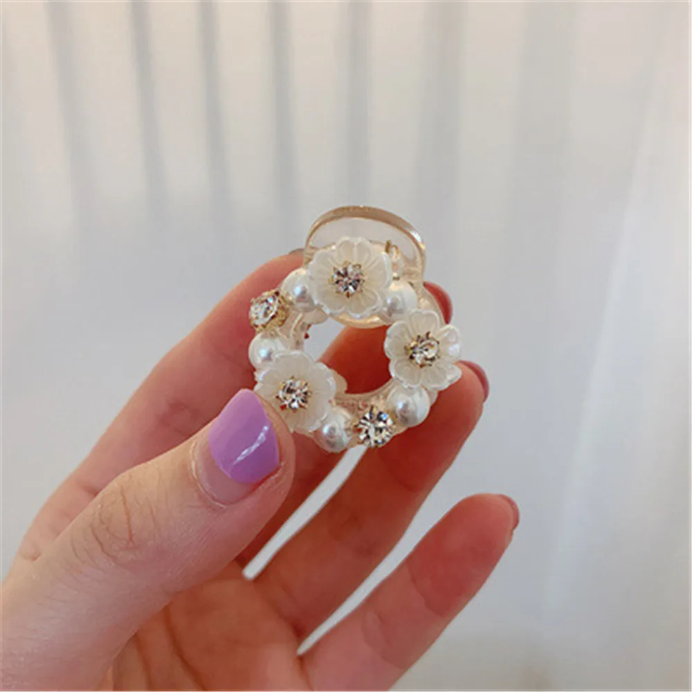 Модная Корейская заколка с жемчугом Стразы Цветочная пластина для волос