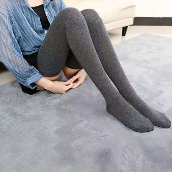 

2019 New Women Winter Warm Cable Knit Over knee Long Boot Thigh-High Leggings black white gray red stockings For Female