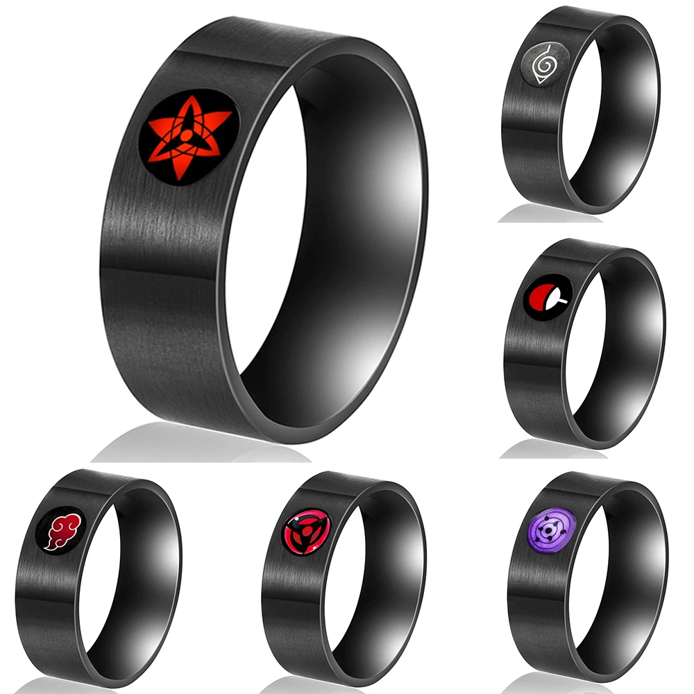 Sharingan Anime Ring For Men Akatsuki Itachi Rings Black Men's Ring Men