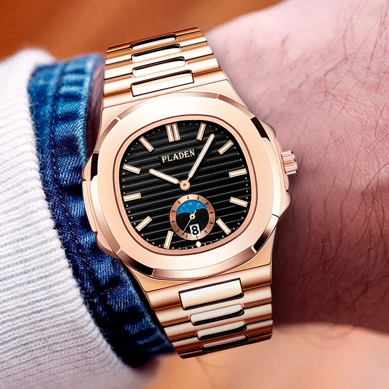 Часы Patek Мужские кварцевые люксовые Брендовые повседневные модные