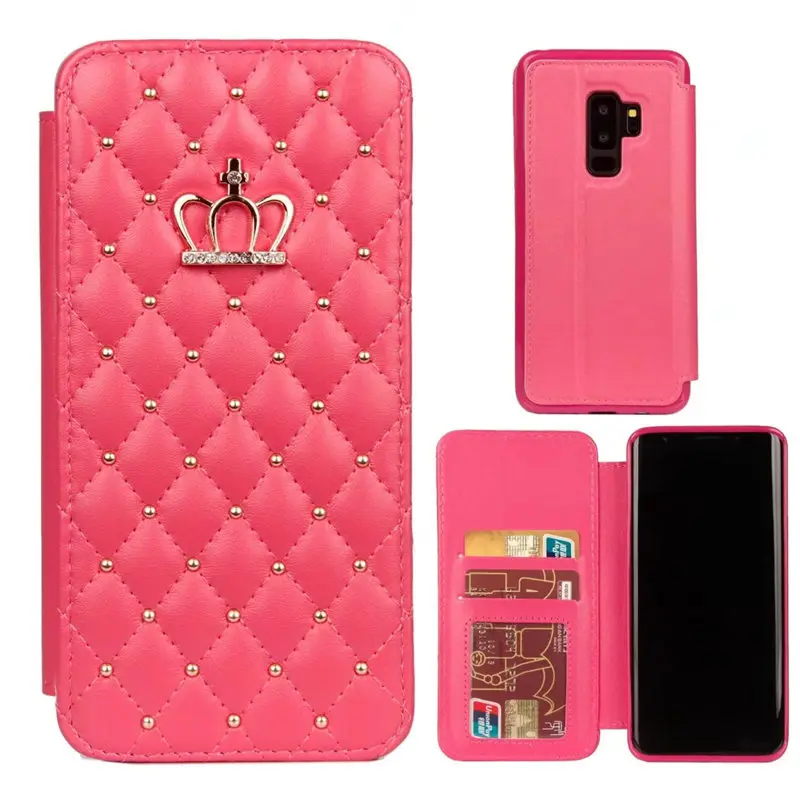 PU Leather Wallet For Samsung Galaxy S8 S9 S10 Plus Note 8 9 10 plus Case Glitter Diamond Case Flip Cover Cell Phone Bag