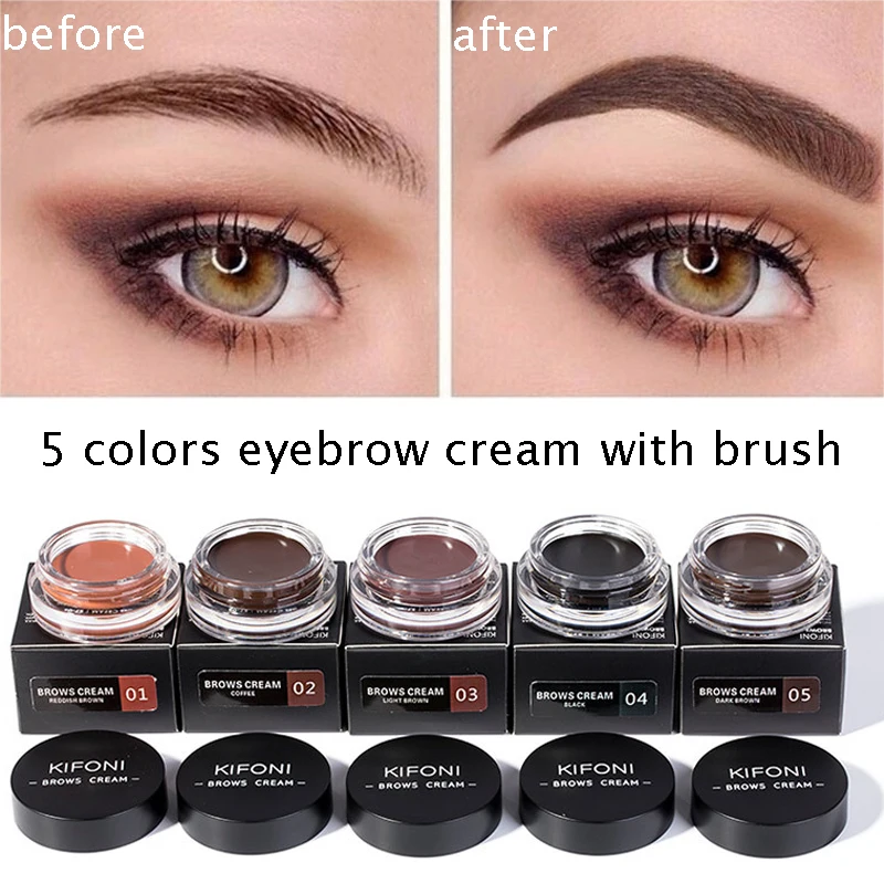 

5 Color Eyebrow Tint Makeup Waterproof Long Lasting Eyebrow Pomade Gel Enhancer Cosmetic Pigment Eye Brow Cream with Brush