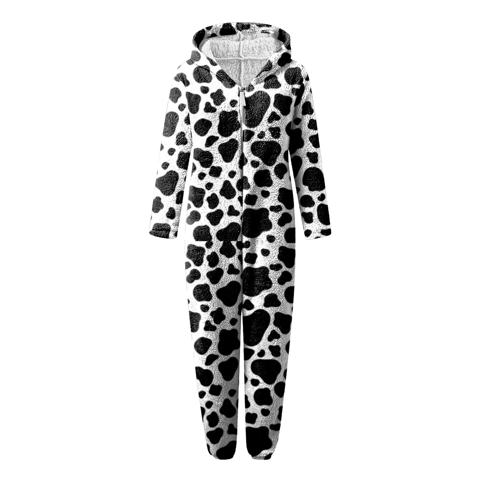 Autumn Winter Animal Leopard Tiger Print Onesies Women Long Sleeve Pajamas Hooded Jumpsuit Warm Plush Fleece Sleepwear Pijama