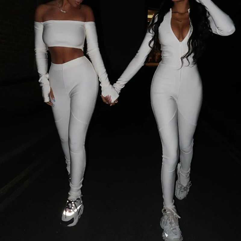 

Sexy Women Jumpsuit Casual Long Sleeve Overalls High Waist Zipper Slim Fit Sports Jumpsuit Autumn Women's Wear