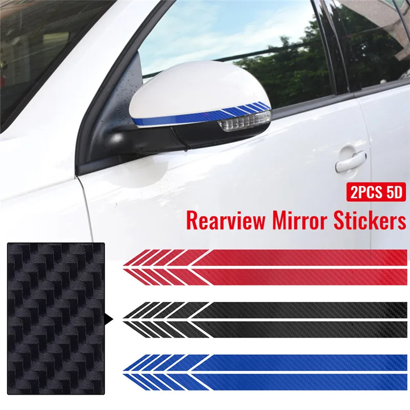 2x Universal Car Rearview Mirror 5D Sticker Racing Reflective Decal Emblem Decor