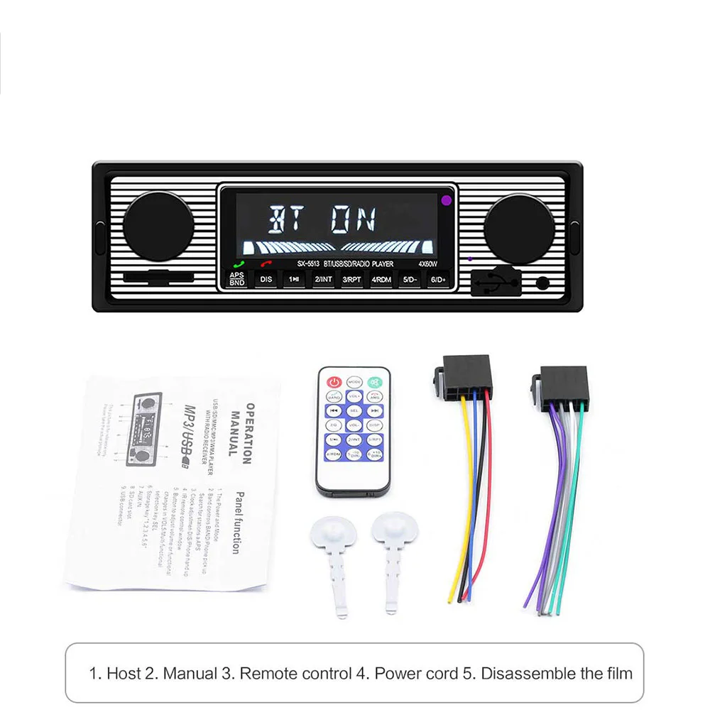 Full set 12 В Автомагнитола Bluetooth 1din автомобильный стерео FM MP3 плеер USB SD AUX аудио Автоэлектроника Авторадио 1 DIN радио автомобиля - Формат цифровых медиаданных: Full set
