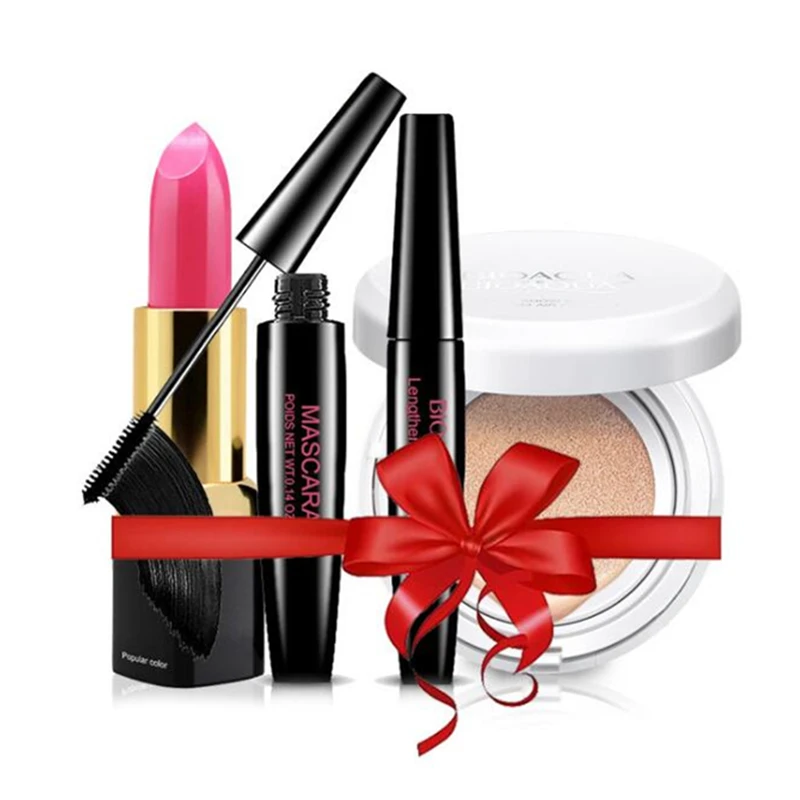 Hot 3pcs Women makeup set,Fashion cosmetics kit,Anti-wrinkle BB Cream,WaterProof Roll Mascara,Magic Eyeliner,Charming Lipstick