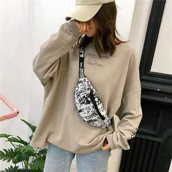

Korean Canvas Belt Bag,Female Crossbody Bag,Unisex Chest Bag,Authentic Female Bag,Hip-hop Bag,29*13*7 Cm