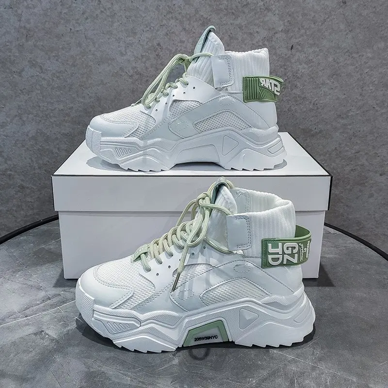 Zapatillas de deporte transpirables para mujer, zapatos informales plataforma a la moda, suela gruesa, cestas, 2020