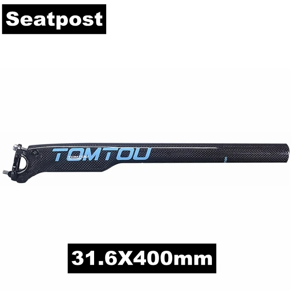SeatPost 31.6MM TOMTOU синий глянцевый 3K углеродный велосипед Ласточка-образный/однообразный Руль+ ствол+ подседельная трубка велосипед MTB комплекты для руля-TS9T28 - Цвет: SeatPost 31.6MM