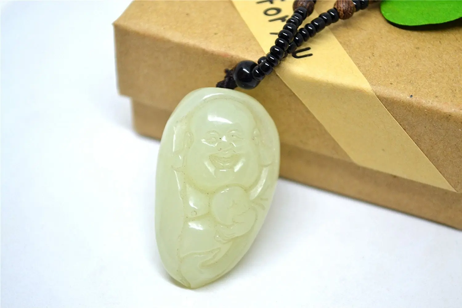 LETSFUN Fine Jewelry натуральный Wada Jade Maitreya Будда Кулон ожерелье свитер цепь подарок
