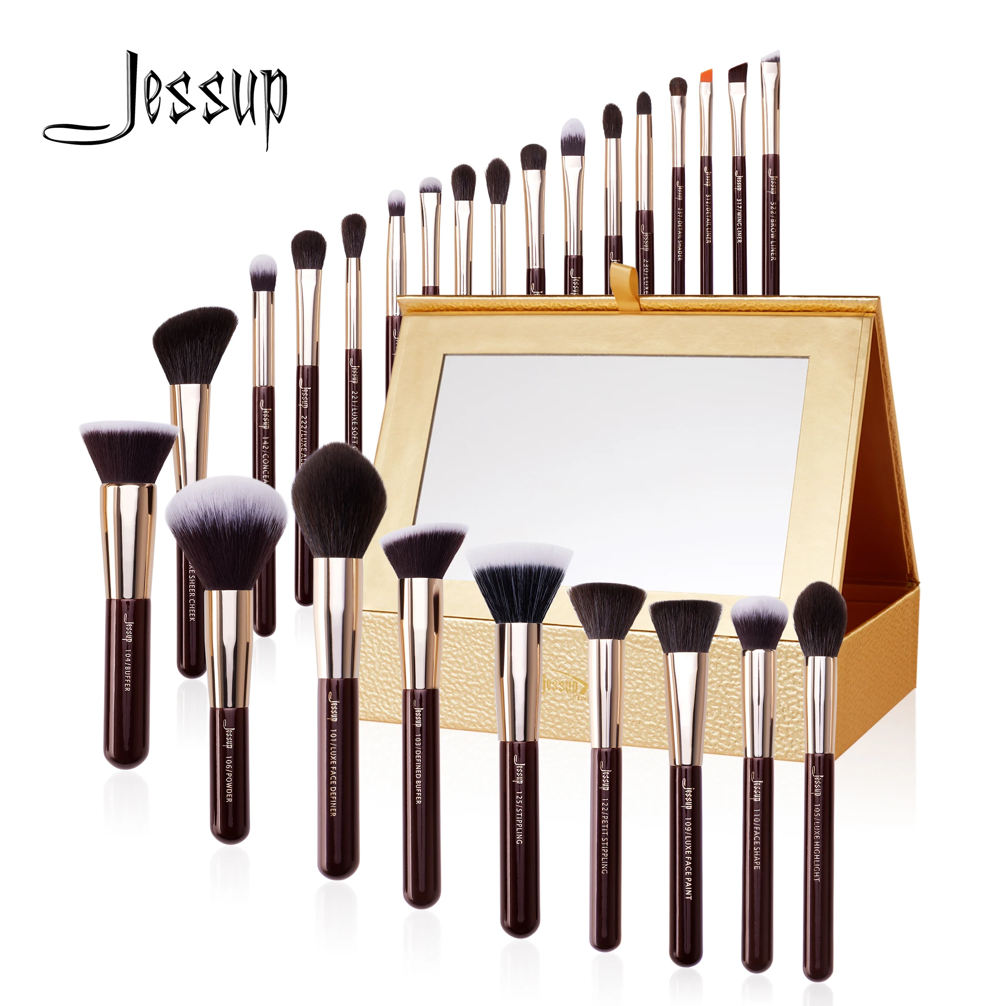 

Jessup Makeup Brushes Set 15-25pcs Makeup Brush Eyeshadow Blending Powder Foundation Blusher Concealer Cosmetics Storage Box