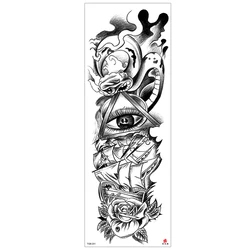 6 Designs Waterproof Temporary Tattoo Stickers Full Arm Large Skull Old School Tatoo Stickers Flash Fake Tattoos for Men Women