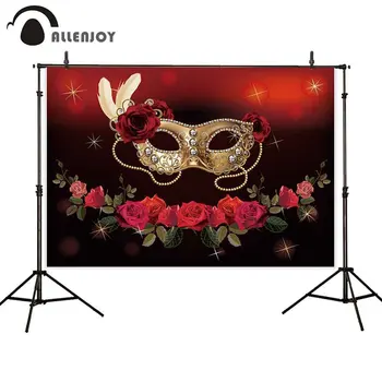 

Allenjoy Red Bokeh Backdrops Banner Rose Sparkle Golden Party Masquerade Wall Wallpaper Carnival Halloon New Year Backdrops
