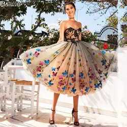 ТРАПЕЦИЕВИДНОЕ Тюлевое платье с аппликацией в виде бабочки, короткие платья для выпускного вечера 2019, вечерние платье на выпускной вечер