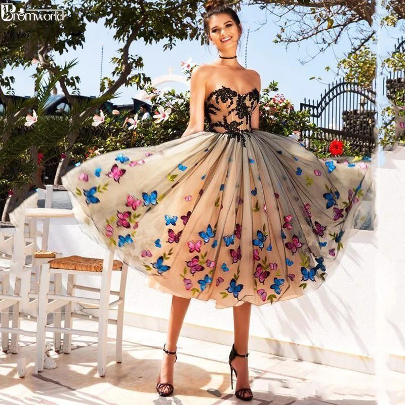 A linie Tüll Schmetterling Appliques Kurze Heimkehr Kleider 2021 Party Kleid  Abendkleid Vestidos De Fiesta Formal Besondere Anlässe|Homecoming Dresses|  - AliExpress