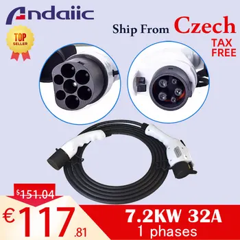 

type 1 to type 2 ev charger handle Adapter for EVSE Electric Vehicle Car 5M Cable 16A 32A Female to Male