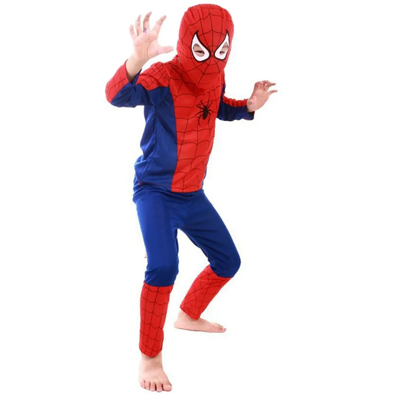 Spiderman Детский маскарадный костюм Супермена и Бэтмена для мальчиков; Детский костюм на Хэллоуин; костюм Пурима; парад; сценическое шоу; ролевые игры; праздничное платье - Цвет: Spiderman