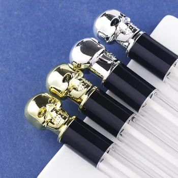

5ML Empty Lip Gloss Container Gold Silver Creative Skeleton Model Cosmetic Refillable Clear Lip Gloss Tubes Packaging 30/50pcs