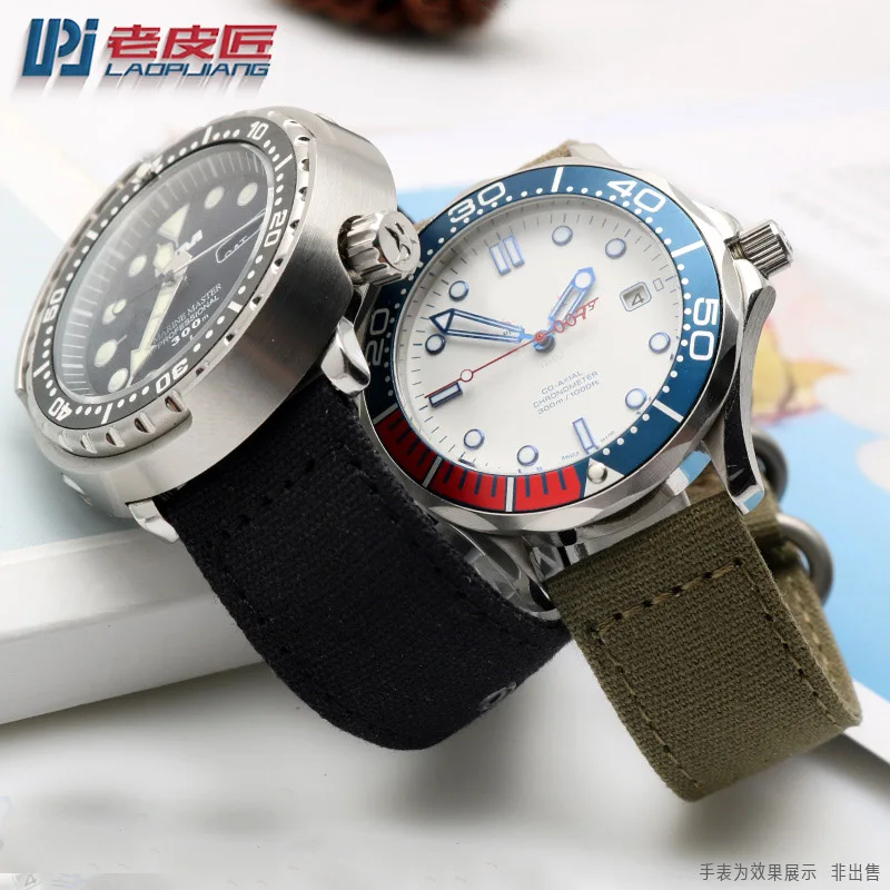 Laopijiang Náilon Pulseiras de Relógio 18 mm 20 mm 22 mm 24 mm Correia Grossa Pulseira de Lona Esporte Barra Liberação Rápida Relógio Banda - Image 3