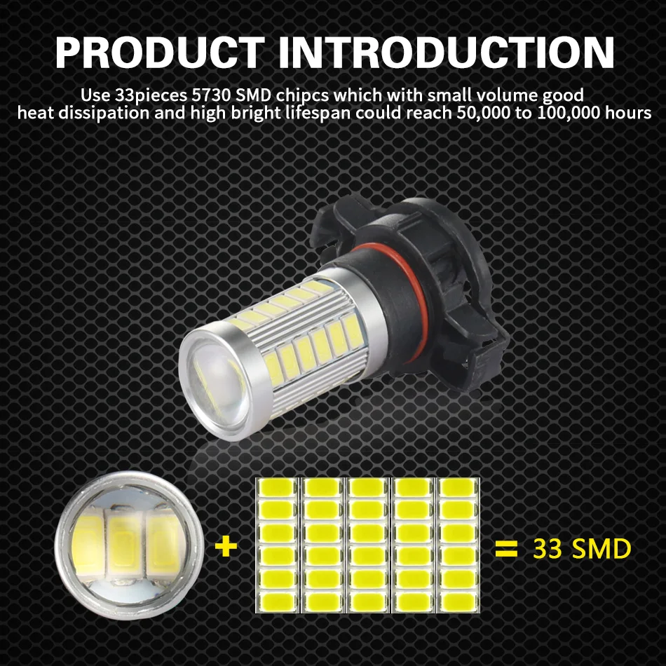 GZKAFOLEE 5201 5202 светодиодный противотуманный фонарь Xtreme супер яркий 12V светодиодный PS19W 12085 PS24W Замена 600LM 6000K белый 3000K Янтарный