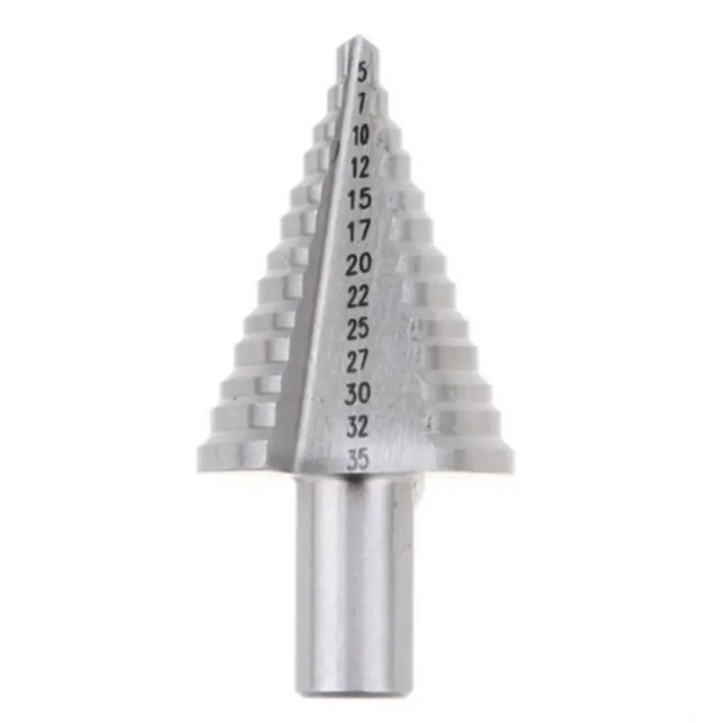 

13 Step HSS Spiral Grooved Conical Cone Drill Bit Hole Cutter Tool Triangle Round Shank 5-35mm