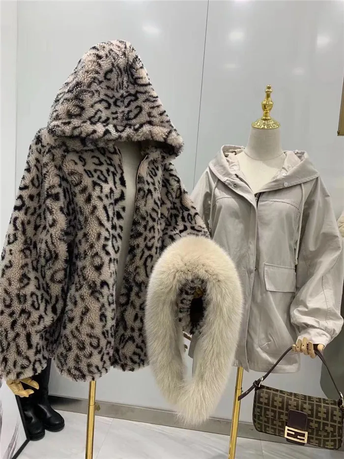 Парка, пальто с натуральным мехом, зимняя куртка для женщин, натуральный Лисий мех, воротник, капюшон, Толстая теплая шерстяная меховая подкладка, верхняя одежда