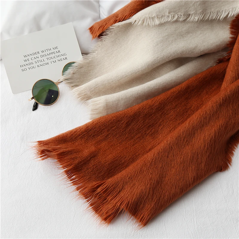 

New winter thicken fashionable pure color cashmere-like shawl scarf for women rough selvedge big long scarf warm laides poncho