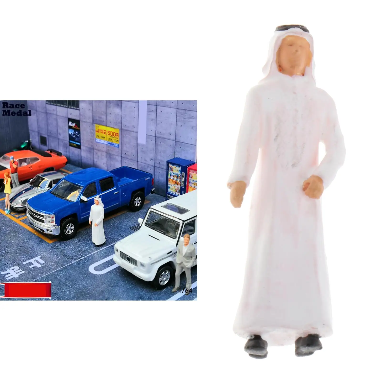 Street People Figures Model Dubai Prince Sports Car Owner Standing Pose Mini Miniature 1/64 Sand Table Photography Accessories