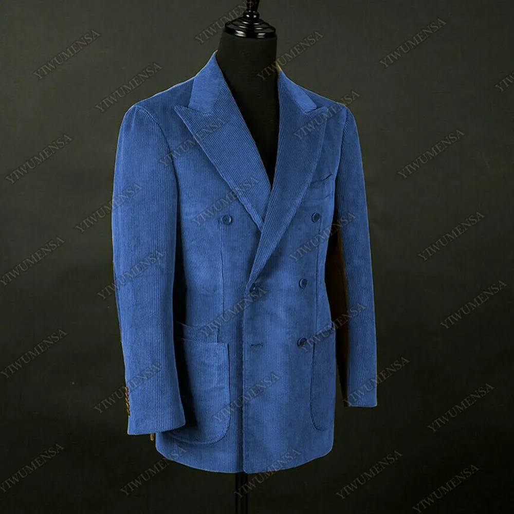 YIWUMENSA Blue/Brown Corduroy Blazer Masculino Slim Fit Coat Smoking