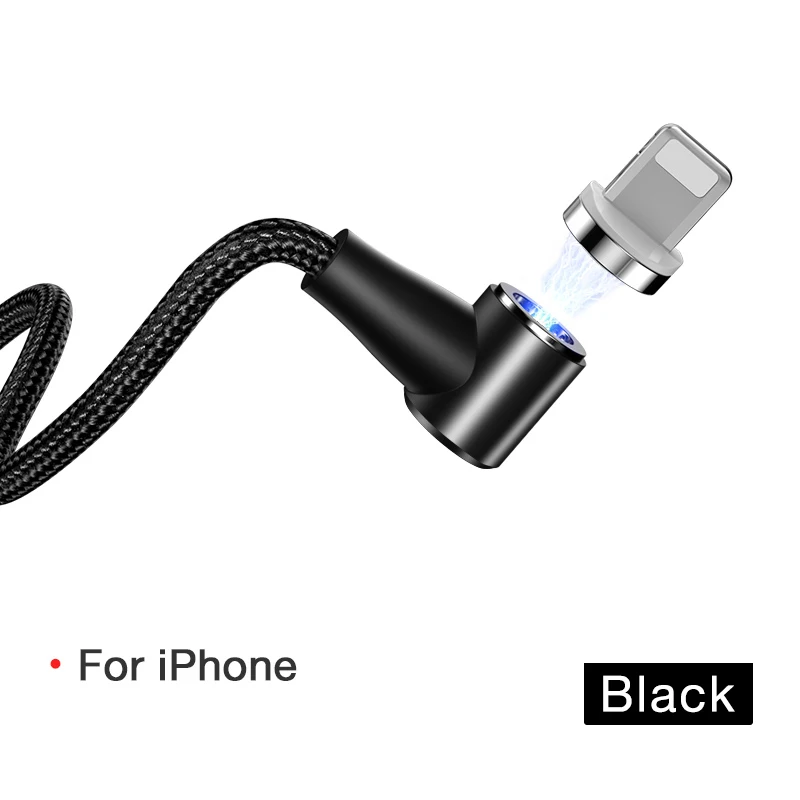 Cafele новейший QC 3,0 Магнитный Micro USB кабель для iPhone телефон зарядный провод шнур Тип USB C кабель для huawei P30 Xiaomi samsung - Цвет: Black for ios