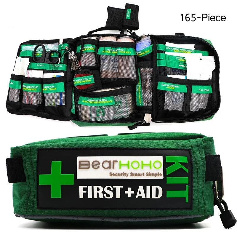 165-Piece Emergency Medical Rescue Bag Outdoors Car Luggage School Hiking Survival Kits Handy First Aid Kit Bag