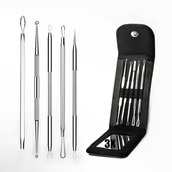 

Blackhead Needle Pimple Remover Tool Acne Needles Pore Cleaner with 3x Magnifying Makeup Mirror Pimple Popper with PU Case