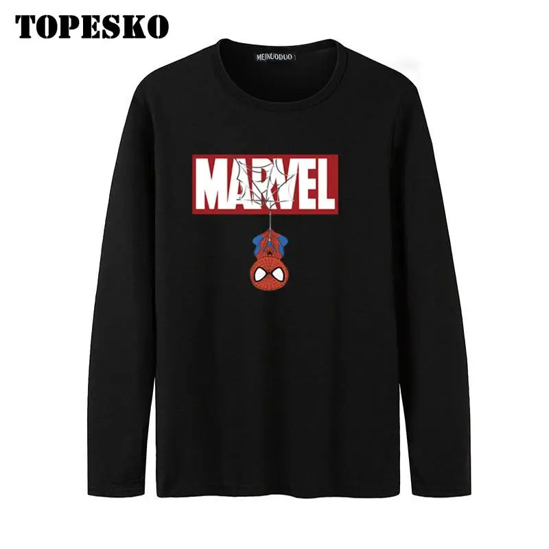 TOPESKO Marvel Человек-паук мужская футболка с длинными рукавами осенне-зимняя уличная мода топы подарок на Хэллоуин