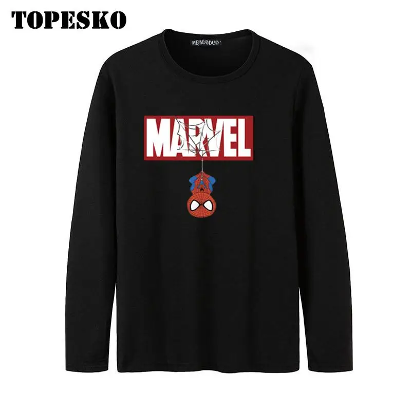 TOPESKO Marvel Человек паук мужская футболка с длинными рукавами осенне зимняя уличная мода топы подарок на Хэллоуин 