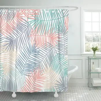 

Beautiful and Colorful Pattern Featuring Coral Blue Yellow Purple Shower Curtain Waterproof Fabric 72 x 78 Inches Set with Hooks
