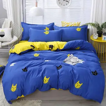 

37Cat Pattern 4pcs Girl Boy Kid Bed Cover Set Duvet Cover Adult Child Bed Sheets And Pillowcases Comforter Bedding Set 2TJ-61009
