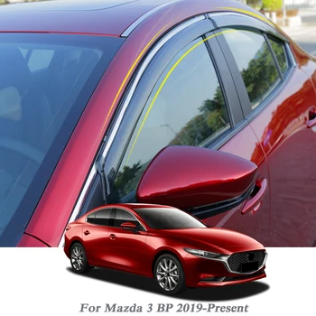melhor Qcbxyyxh 4 Pçs Estilo Do Carro Toldos Abrigos Viseiras Da Janela Chuva Sobrancelha Para Mazda 3 Bp 2019-presente Acessórios De Automóveis Internos