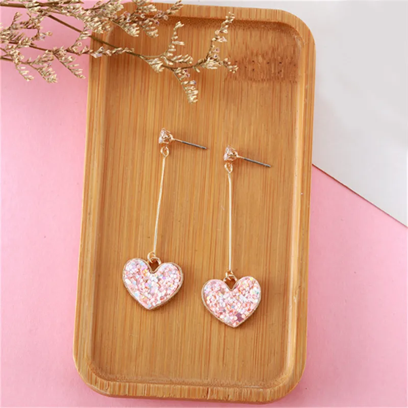 

2019 Fashion Korean Sweety Lovely Style Drop Earrings Women Irregular Love Heart Dangle Hook Geometric Drop Earrings Gift