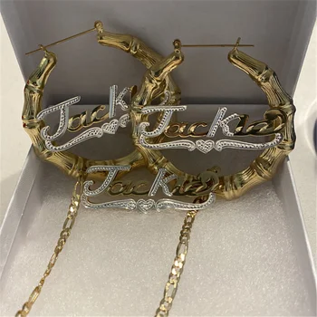 

AurolaCo Custom Name Jewelry Set Heart Fashion New Ladies Hoop Earrings Custom Name Earrings Gold Heart Earrings Jewelry Gifts