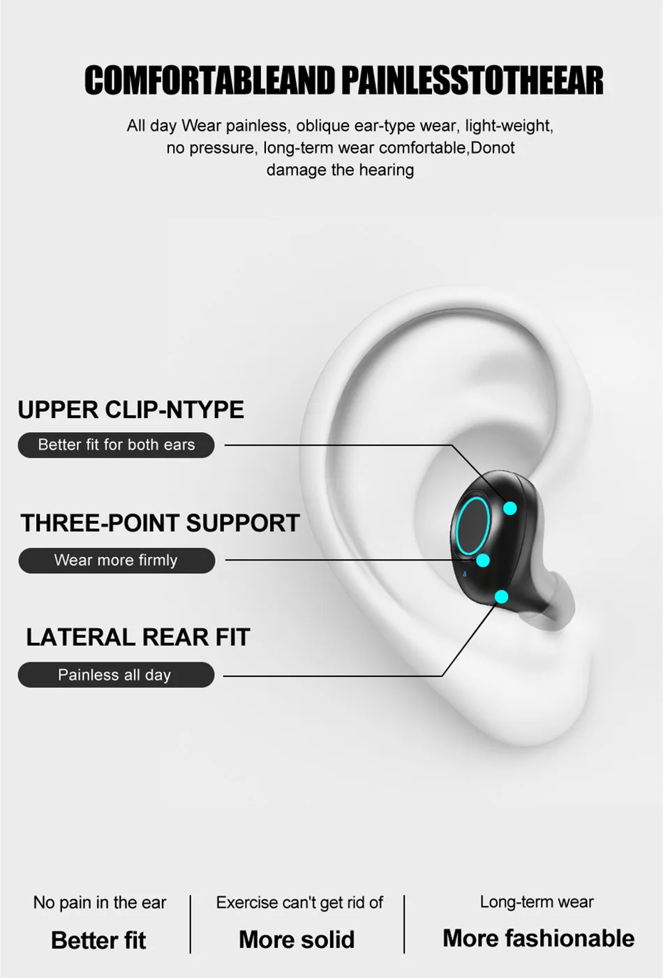 Teamyo Bluetooth V5.0 наушники TWS беспроводные Bluetooth наушники 8D стерео беспроводные наушники спортивные наушники гарнитура для телефона