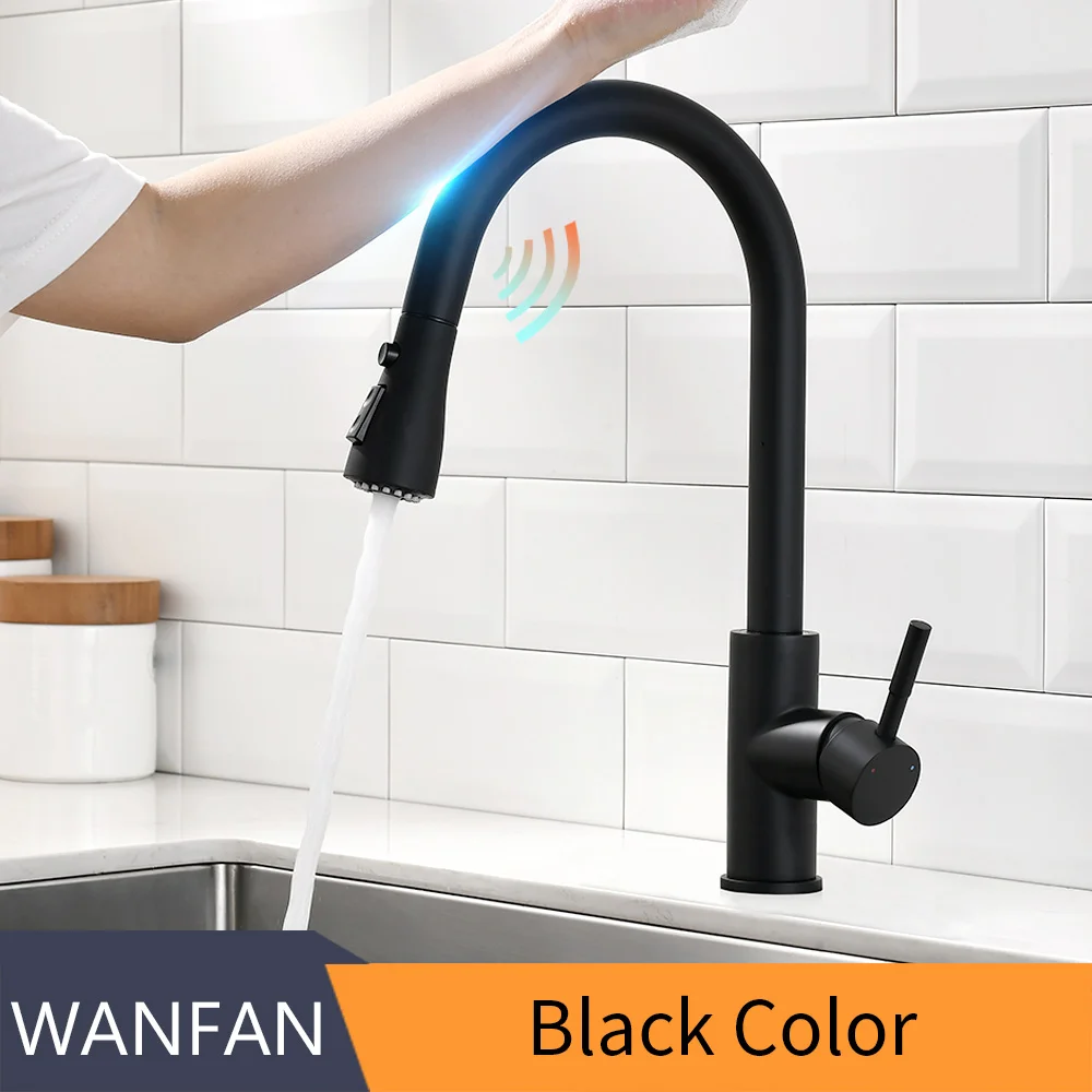 farm sink kitchen Sensor Kitchen Faucets Brushed Gold Smart Touch Inductive Sensitive Faucet Mixer Tap Single Handle Dual Outlet Water Modes 1005J granite kitchen sink Kitchen Fixtures