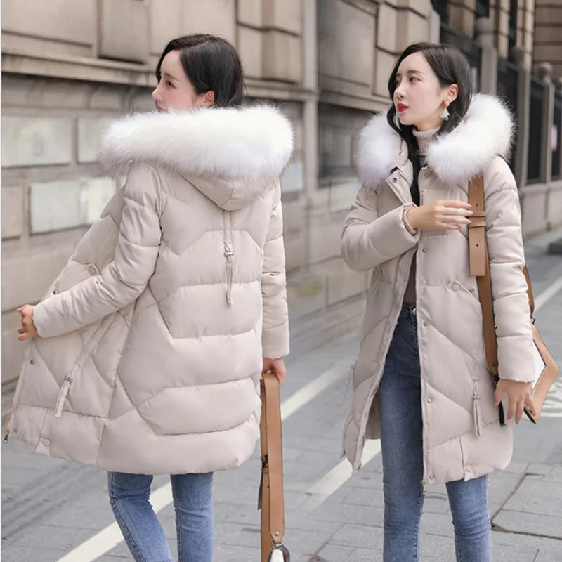 new style winter female hooded women coats fashion Korean style white pure color thick down jacket warm black cotton clothes