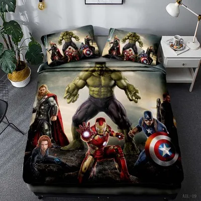 F Комплект постельного белья с 3D принтом Marvel для мальчиков и девочек, с изображением Человека-паука, Капитана Америки, пододеяльник, Комплект постельного белья, постельное белье - Цвет: F
