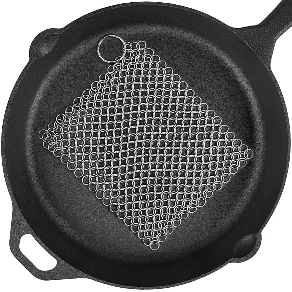 

Kitchen Cleaning Ring Cloth Stainless Steel Chain Scrubber Pan Scraper Cookware Accessories Reusable Washing Net Cleaning Tool