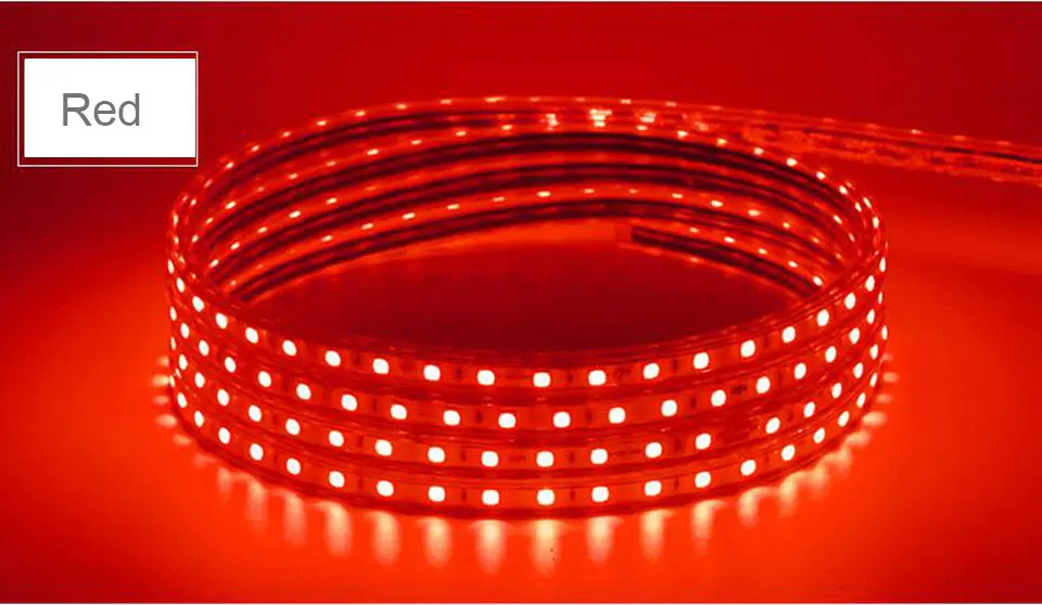 GD 1, 5 м, 10 м, 15 м, 20 м Светодиодные ленты 220V 5050 SMD Светодиодные ленты света AC220V IP67 Водонепроницаемый открытый светодиодный лента для домашнего декора полосы света - Испускаемый цвет: Красный