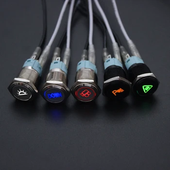 

16mm Customization metal Brass rhodium plating/Alumina push button switch ring lamp flat round fans light latching/Momentary