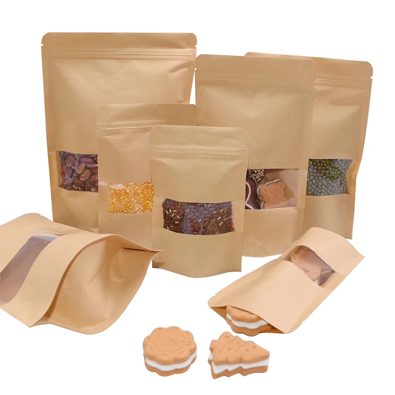 Resealable Kraft Paper Bags Zipper Packaging Zipper Lock Kraft Paper