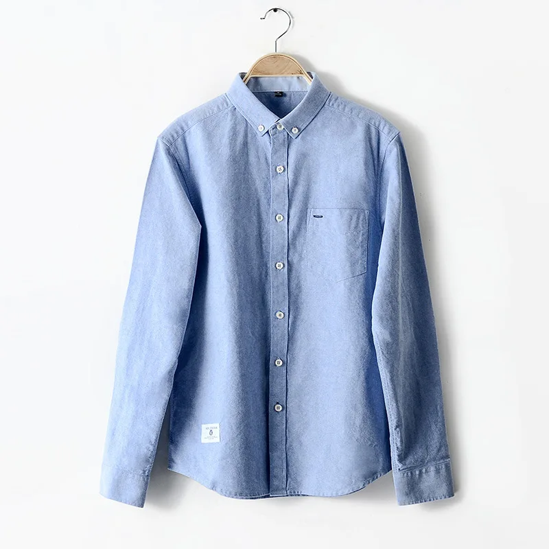 

Men's Pure Cotton Oxford Shirt Slim Fit Fashion Long Sleeve Casual Business Men Dress Shirts High Quality Camisas TS-424